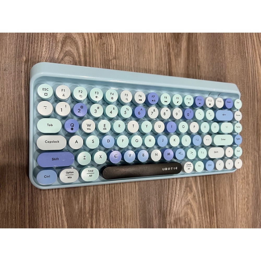 UBOTIE SK-621BT Bluetooth Keyboard Retro Typewriter Style Blue Tested! No mouse‎